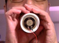 空気圧で発電する実験の写真