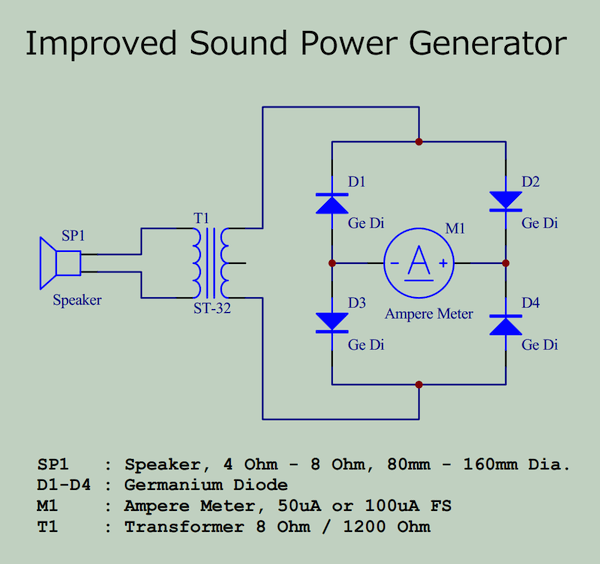音の力で発電する回路(改良版)